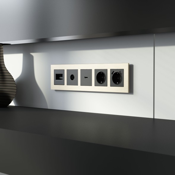 Рамка из металла на 5 постов AluMax шампань алюминий Werkel W0053511