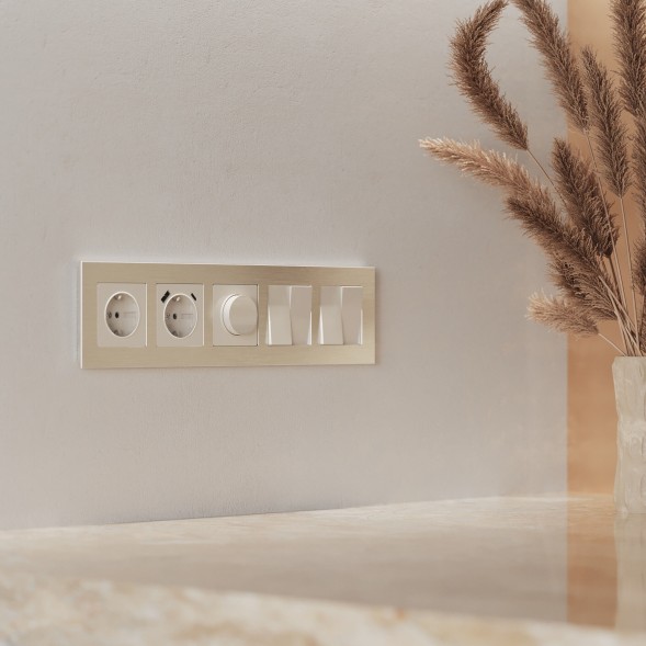 Рамка из металла на 5 постов AluMax шампань алюминий Werkel W0053511