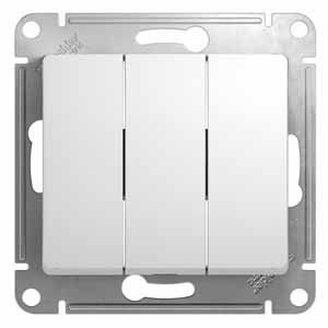 3-клавишный Выключатель, сх.1+1+1, 10АХ, механизм Schneider Electric Glossa Белый GSL000131