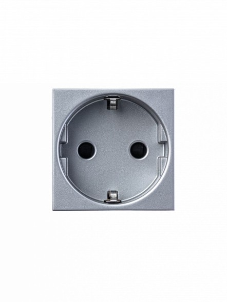 Розетка ABB Zenit серебристый SCHUKO с заземлением со шторками 16А / 250В 2CLA228800N1301 N2288 PL