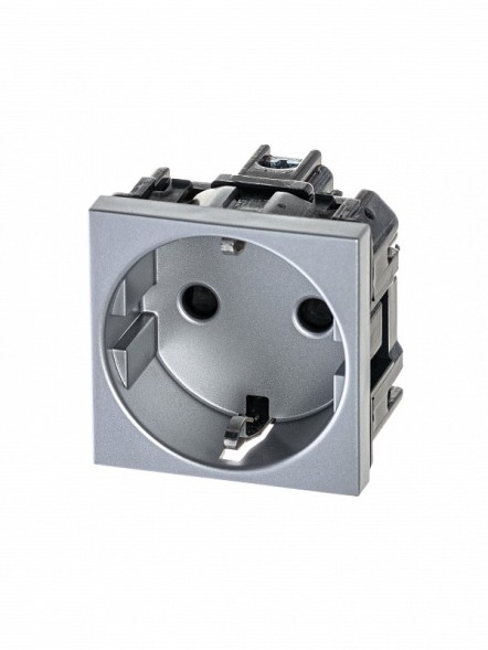 Розетка ABB Zenit серебристый SCHUKO с заземлением со шторками 16А / 250В 2CLA228800N1301 N2288 PL