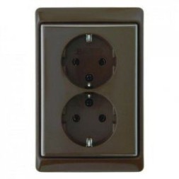 Двойная штепсельная розетка Berker Arsys коричневый с блеском SCHUKO с рамкой 47530001
