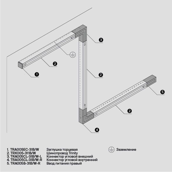 Комплектующие для систем освещения с токоведущими элементами Technical TRA005CL-31B-R