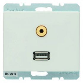 Розетка USB/3.5mm AUDIO AS Berker Arsys полярная белезна 3315390069