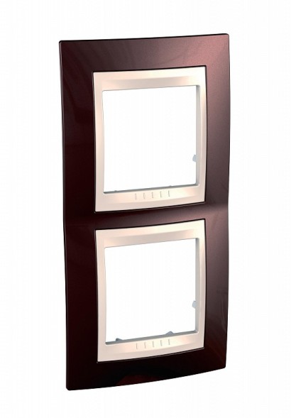 Рамка Schneider Electric Unica Хамелеон терракотовый / Бежевый 2 поста вертикальная MGU6.004V.551