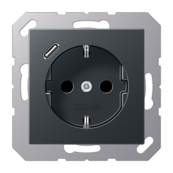Розетка Jung A серия матовый антрацит SCHUKO® с 1 USB-портом типа С A1520-18CANM