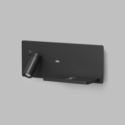 Светильник настенный CHARGELUX, с функцией беспроводной зарядки, USB-A , 3Вт+8Вт, 3000К, правый, алюминий, черный