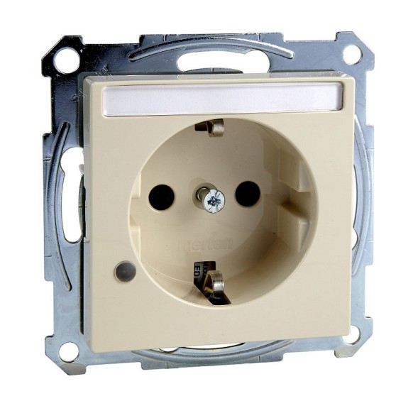 Механизм розетки Merten M-серия со шторками заземленным контактом поле для надписи + индикатор MTN2303-0344