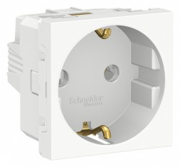 Розетка Schneider Electric Unica Modular Белый с заземлением без шторок, винтовой зажим, 16А, 250В, 2 мод NU303618