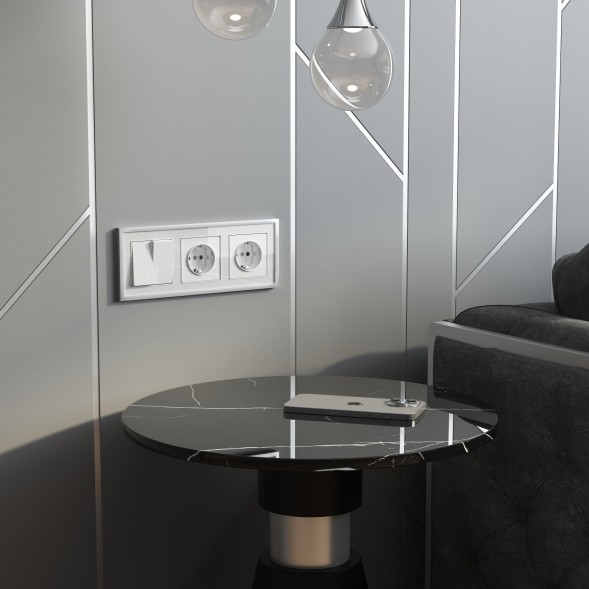 Розетка с заземлением и шторками (белый акрил) Werkel W1171141