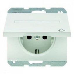 Штепсельная розетка Berker K.1 полярная белизна с блеском SCHUKO с откидной крышкой и полем для надписи 47527209