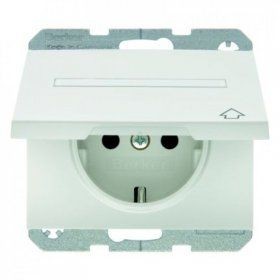Штепсельная розетка Berker K.1 полярная белизна с блеском SCHUKO с откидной крышкой и полем для надписи 47527209