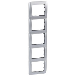 Рамка Legrand Galea Life Алюминий полированный 5-постовая вертикальная 771959