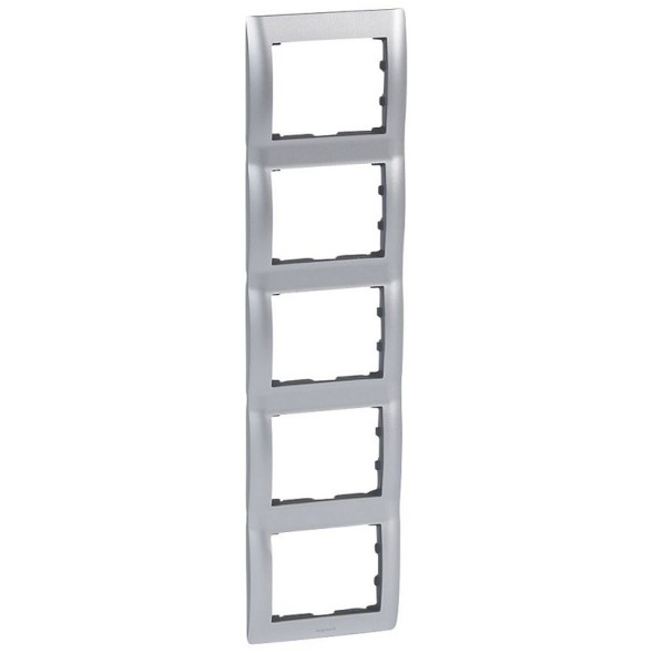 Рамка Legrand Galea Life Алюминий полированный 5-постовая вертикальная 771959