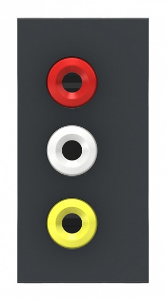Розетка Schneider Electric Unica Modular Антрацит 3 RCA, 2 модуля NU343154