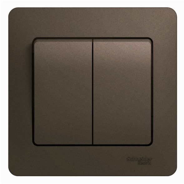 2-клавишный Выключатель, сх.5, 10АХ, в сборе Schneider Electric Glossa Шоколад GSL000852