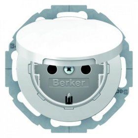 Штепсельная розетка Berker R.1 полярная белизна с блеском SCHUKO с откидной крышкой с защитой от детей VDE 0620-1/R.Classic 47442089
