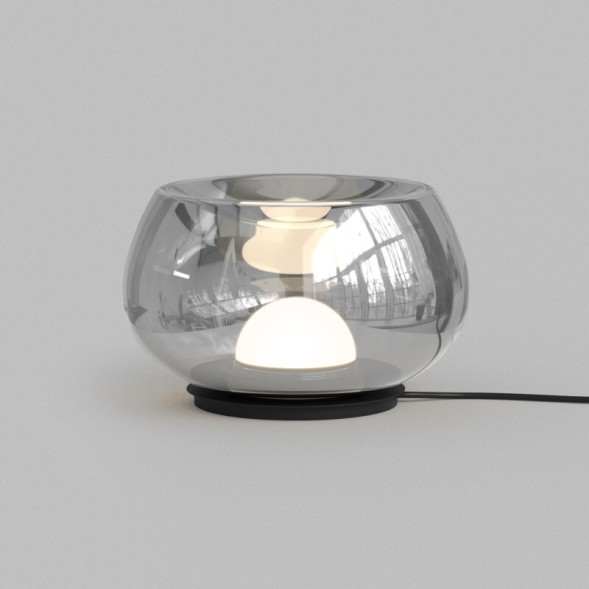 Настольная лампа FLOA, 8 Вт, 3000К, ?220 мм, металл, стекло, черный, дымчатый серый