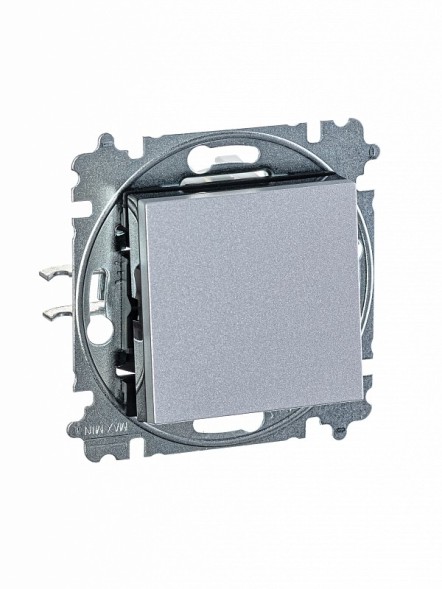 Переключатель ABB Levit серебро / дымчатый чёрный одноклавишный 2CHH590645A6070 3559H-A06445 70W