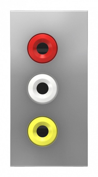 Розетка Schneider Electric Unica Modular Алюминий 3 RCA, 2 модуля NU343130