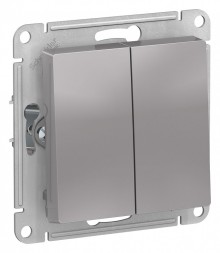 Двухклавишный выключатель Schneider Electric Atlasdesign Алюминий сх.5, 10АХ, механизм ATN000351