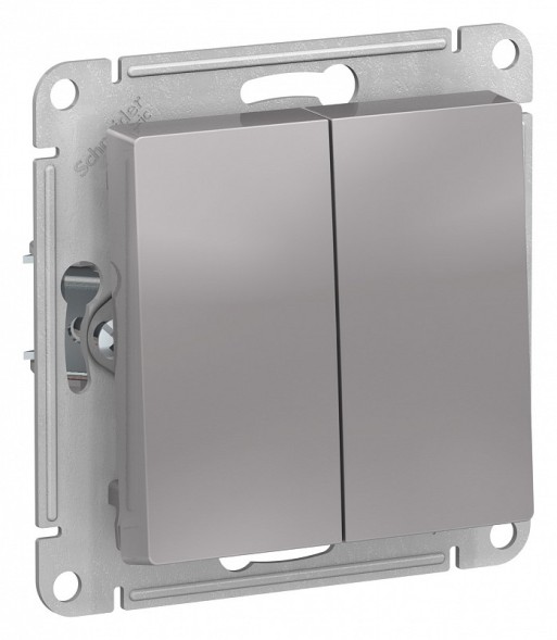 Двухклавишный выключатель Schneider Electric Atlasdesign Алюминий сх.5, 10АХ, механизм ATN000351