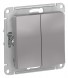 Двухклавишный выключатель Schneider Electric Atlasdesign Алюминий сх.5, 10АХ, механизм ATN000351