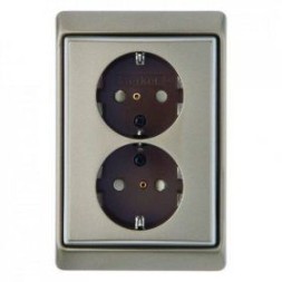 Двойная штепсельная розетка Berker Arsys светло-бронзовый лак SCHUKO с рамкой 47299011