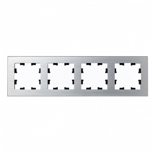 Рамка Schneider Electric Atlasdesign четверная Nature серебро металл ATN312104