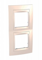 Рамка Schneider Electric Unica Хамелеон бежевый 2 поста вертикальная MGU6.004V.25