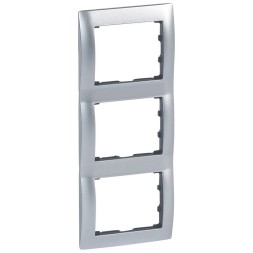Рамка Legrand Galea Life Алюминий полированный 3-постовая вертикальная 771957