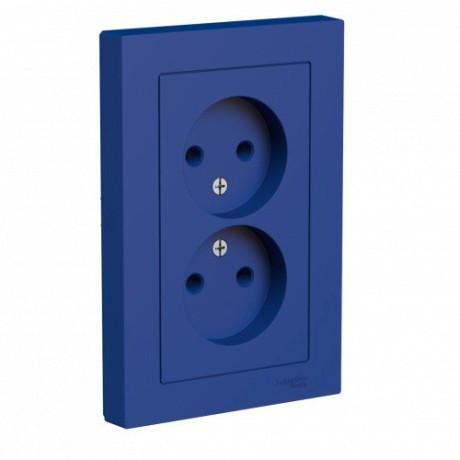 ATN001120 Atlasdesign РОЗЕТКА двойная без заземления,16А, в сборе, Аквамарин Schneider Electric