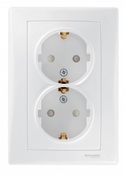 Розетка Schneider Electric Sedna белый двойная с з\к шторки SDN3000721