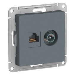 Розетка Schneider Electric Atlasdesign Грифель двойная ТВ + компьютерная RJ45, кат. 5Е ATN000789