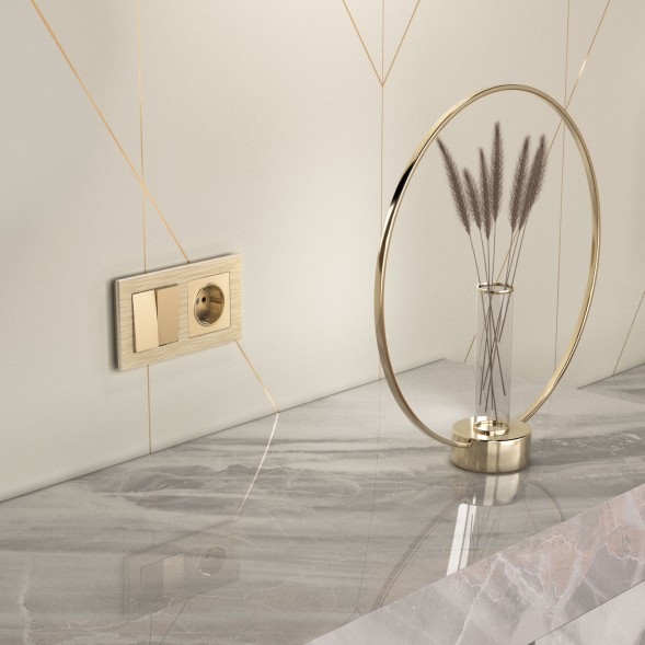 Выключатель двухклавишный проходной (шампань) Werkel W1122011