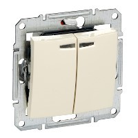 Выключатель Schneider Electric Sedna бежевый двухклавишный cx.5 с подсветкой SDN0300347