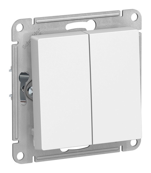 Двухклавишный выключатель Schneider Electric Atlasdesign Белый сх.5, 10АХ, механизм ATN000151