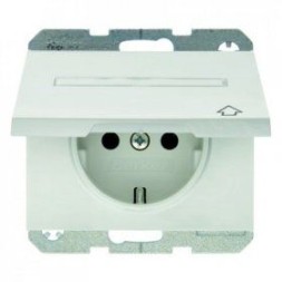 Штепсельная розетка Berker K.1 полярная белизна с блеском SCHUKO с откидной крышкой и полем для надписи 47527109