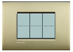 Рамка Bticino LivingLight Air Золото матовое 3 модуля LNC4803OF