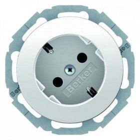 Штепсельная розетка Berker R.1 полярная белизна с блеском SCHUKO 45° 47272089
