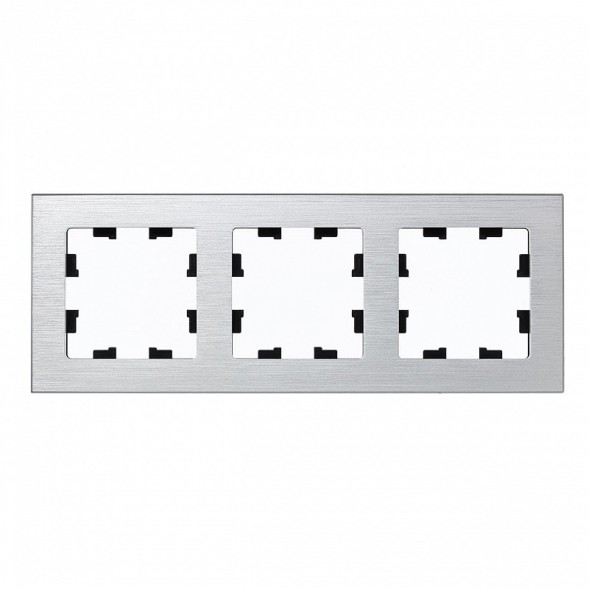 Рамка Schneider Electric Atlasdesign тройная Nature серебро металл ATN312103