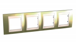 Рамка Schneider Electric Unica Хамелеон Золото / Бежевый 4 поста MGU66.008.504