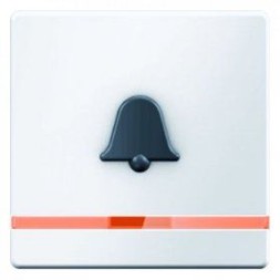 Клавиша Berker Q.1 полярная белизна с эффектом бархата, выключателя с оранжевой линзой и выступающим символом &quot;Звонок&quot; 16516059