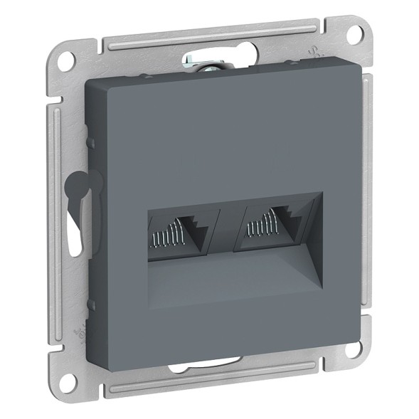 Розетка Schneider Electric Atlasdesign Грифель двойная компьютерная RJ45+RJ45, кат.5E, механизм ATN000785