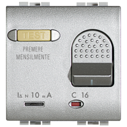 Выключатель Bticino LivingLight Air Алюминий двухполюсный дифференциальный автоматический 16А 230В 2 модуля NT4305/16