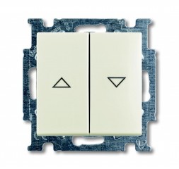Механизм переключателя ABB Basic 55 chalet-white двухклавишный 1-полюсного выключателя жалюзи без фиксации с клавишей 2CKA001413A1102 2026/4 UC-96-5
