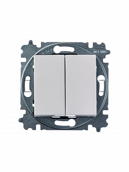 Переключатель ABB Levit жемчуг / ледяной двухклавишный 2CHH595245A6068 3559H-A52445 68W