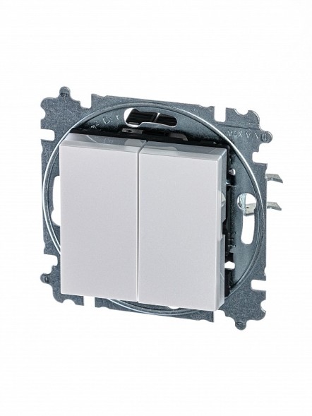 Переключатель ABB Levit жемчуг / ледяной двухклавишный 2CHH595245A6068 3559H-A52445 68W