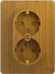 Розетка двойная с заземлением со шторками, 16А, в сборе Schneider Electric Glossa Дуб GSL000526