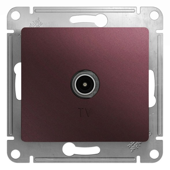 TV Розетка проходная 4DB, механизм Schneider Electric Glossa Баклажановый GSL001192